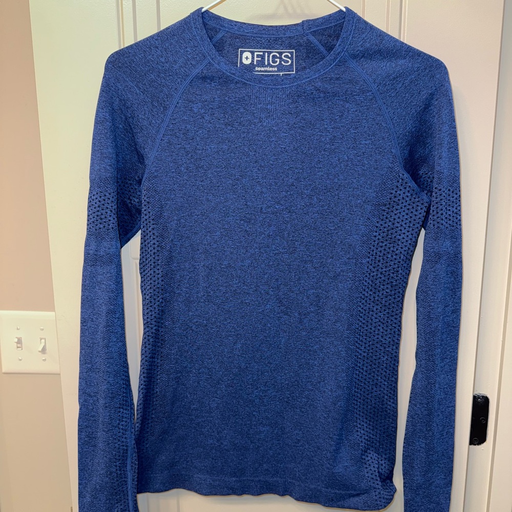 Figs Blue Long Sleeve Compression Top